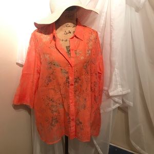 ❤️3 /$15❤️ Tangerine over shirt layer XL